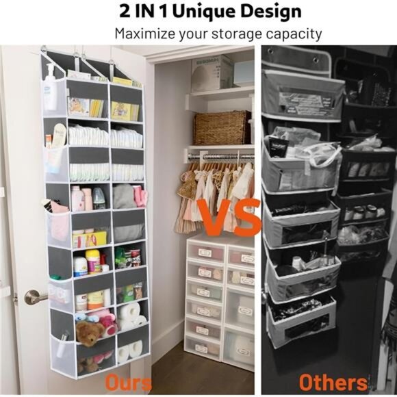 Over the Door Organizer 5 Tiers,Extra Large Behind Door Storage of 10Compartment - Picture 2 of 7